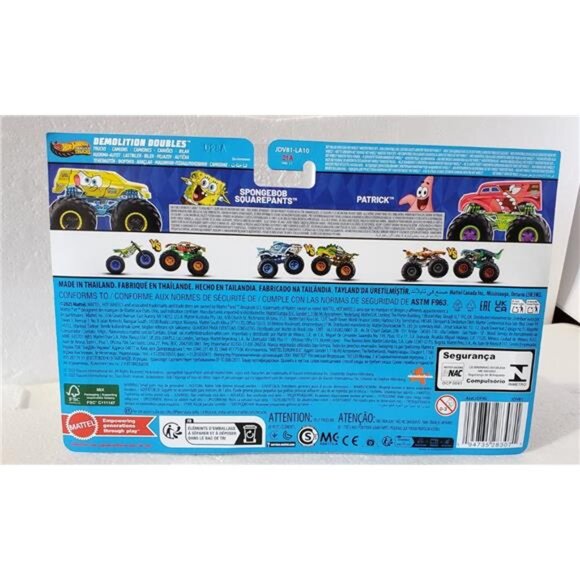 Hot Wheels Monster Trucks SpongeBob SquarePants vs Patrick Demolition Double 2PK - Picture 2 of 6